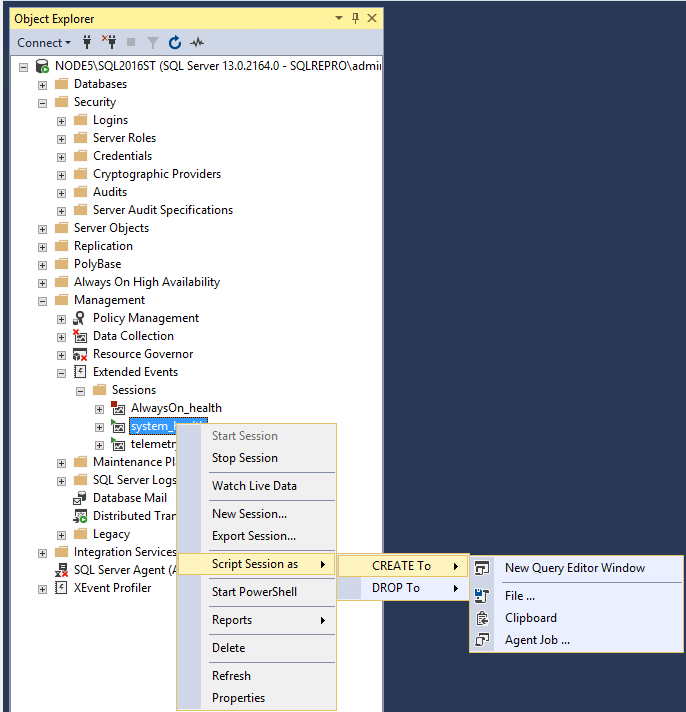 Screenshot of Extended New Query Editor Window session.