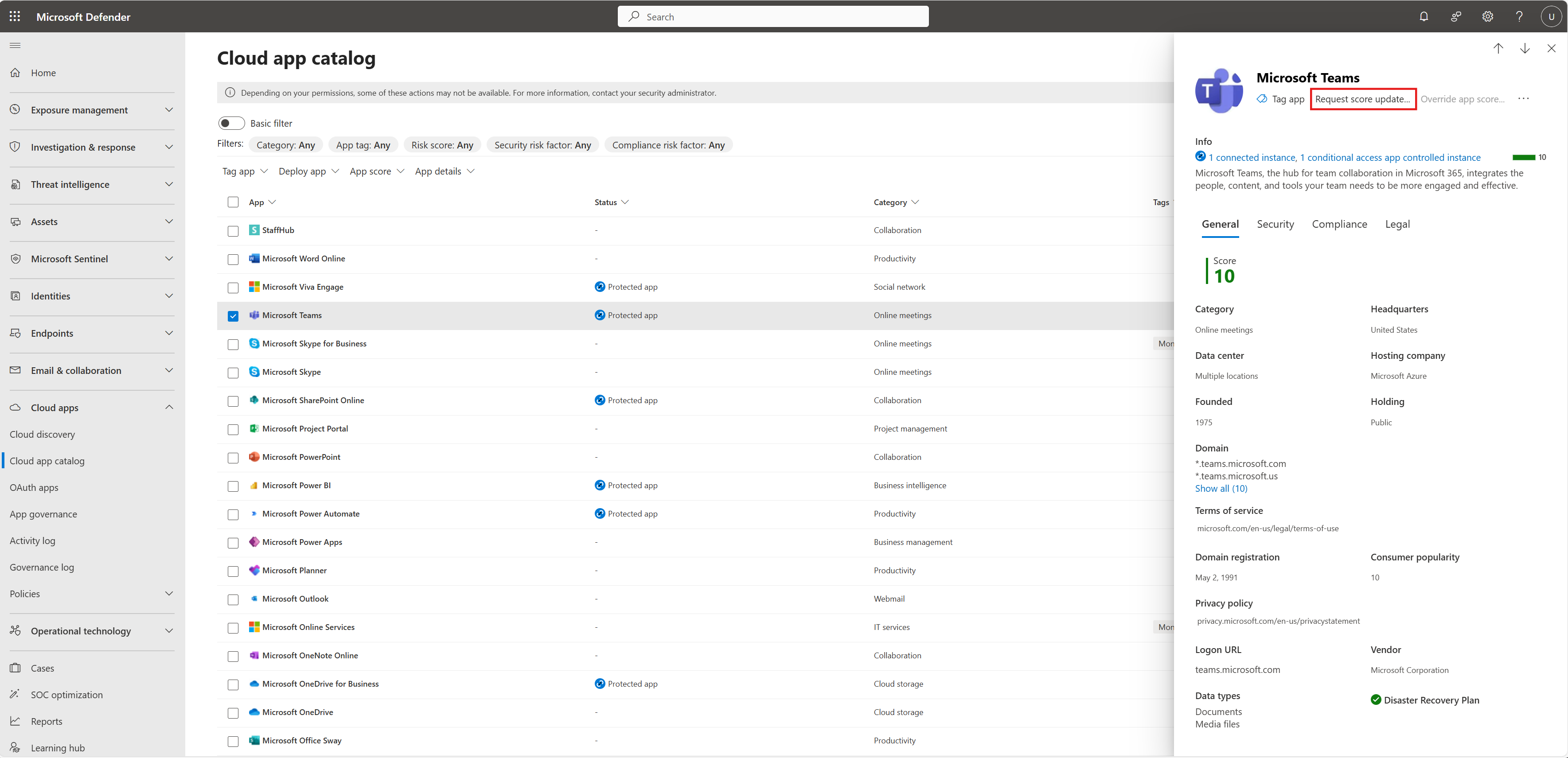 Screenshot: Anfordern einer Aktualisierung der Risikobewertung