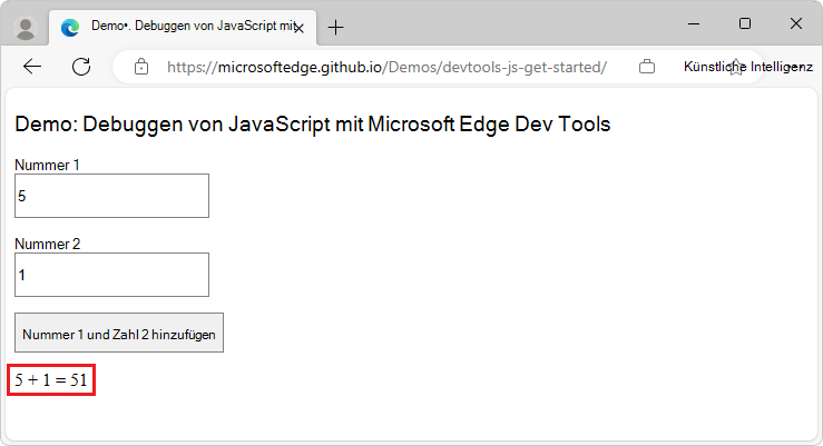 5 + 1 ergibt 51, sollte aber 6 sein