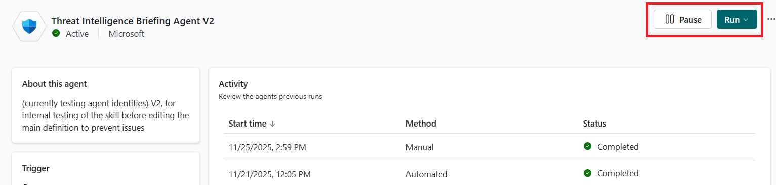 Pause or run the agent