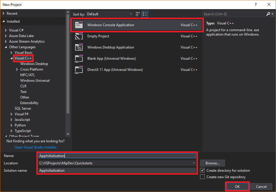 Visual Studio solution creation