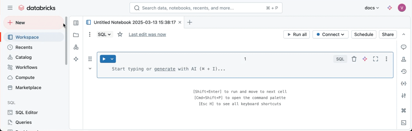 Crear un cuaderno desde el botón nuevo de la barra lateral izquierda.