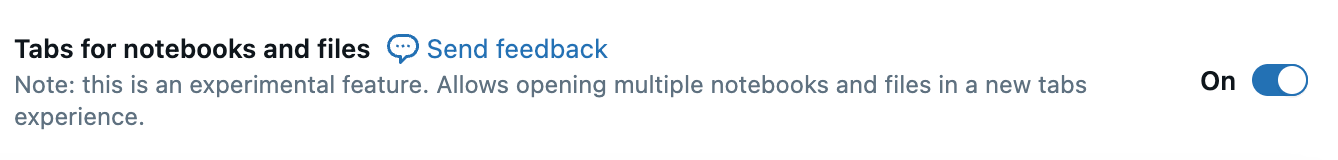 Active las pestañas para los cuadernos y archivos en la configuración de desarrollador.