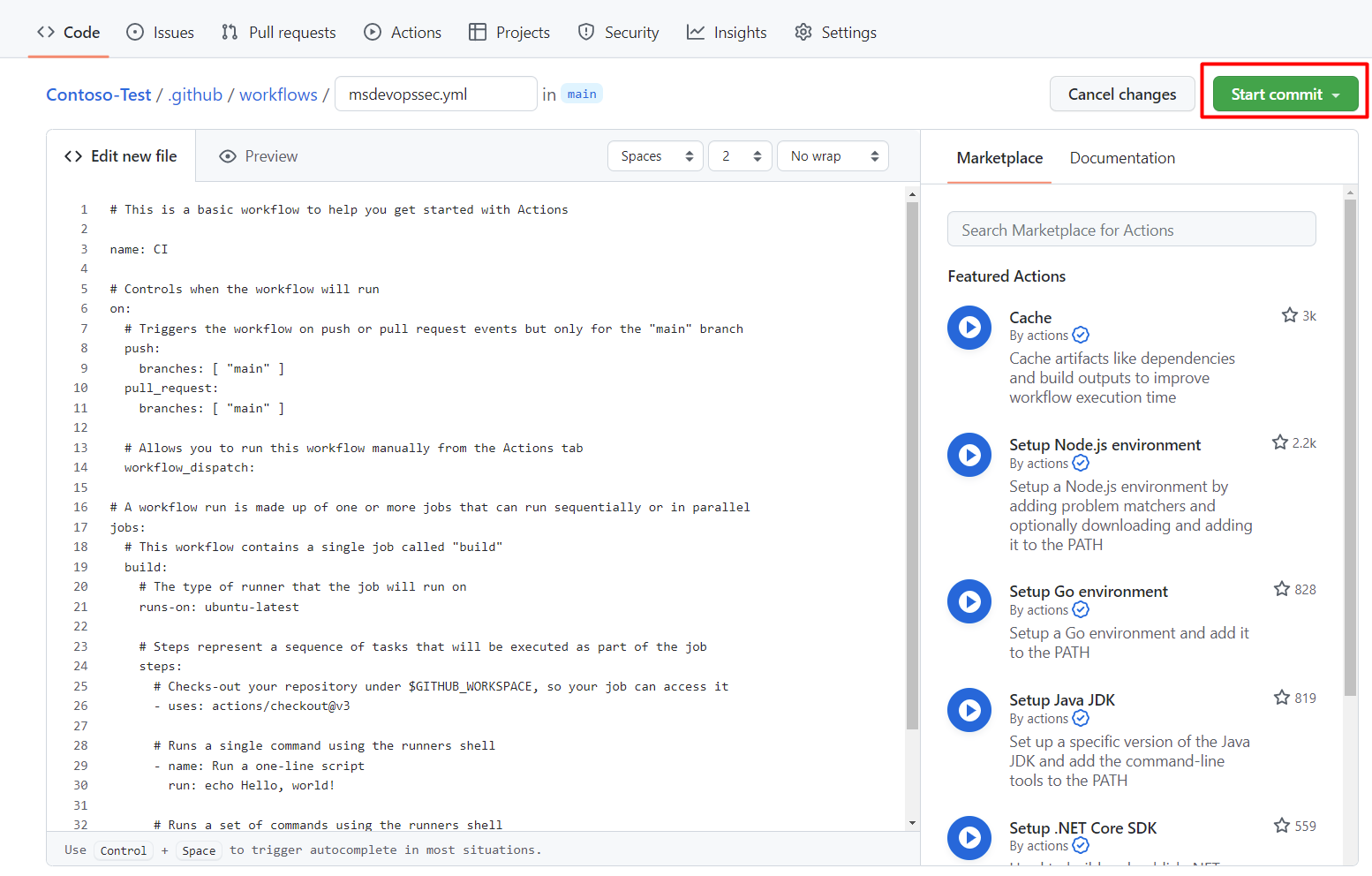 Captura de pantalla que muestra dónde seleccionar iniciar confirmación.