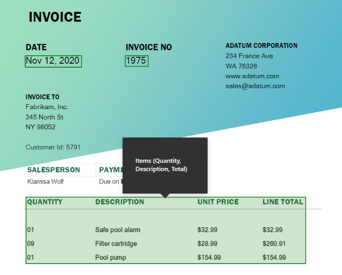 Captura de pantalla de la tabla extraída por procesamiento de documentos.