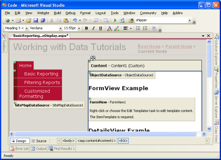 El FormView debe incluir un ItemTemplate
