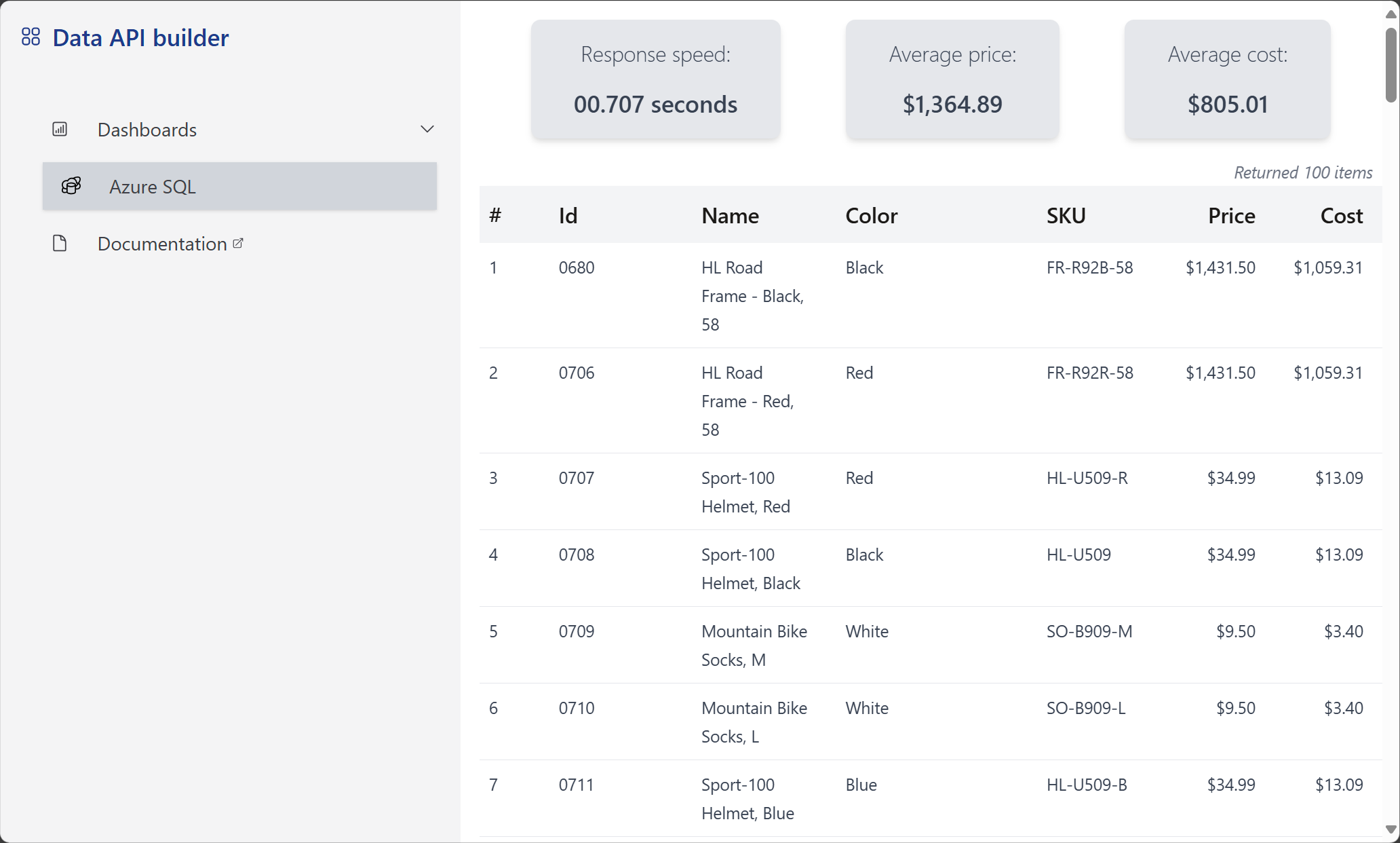 Captura de pantalla de la aplicación web en ejecución en Azure Container Apps.