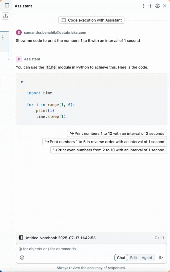 Ejecute código de Python en el panel del asistente.