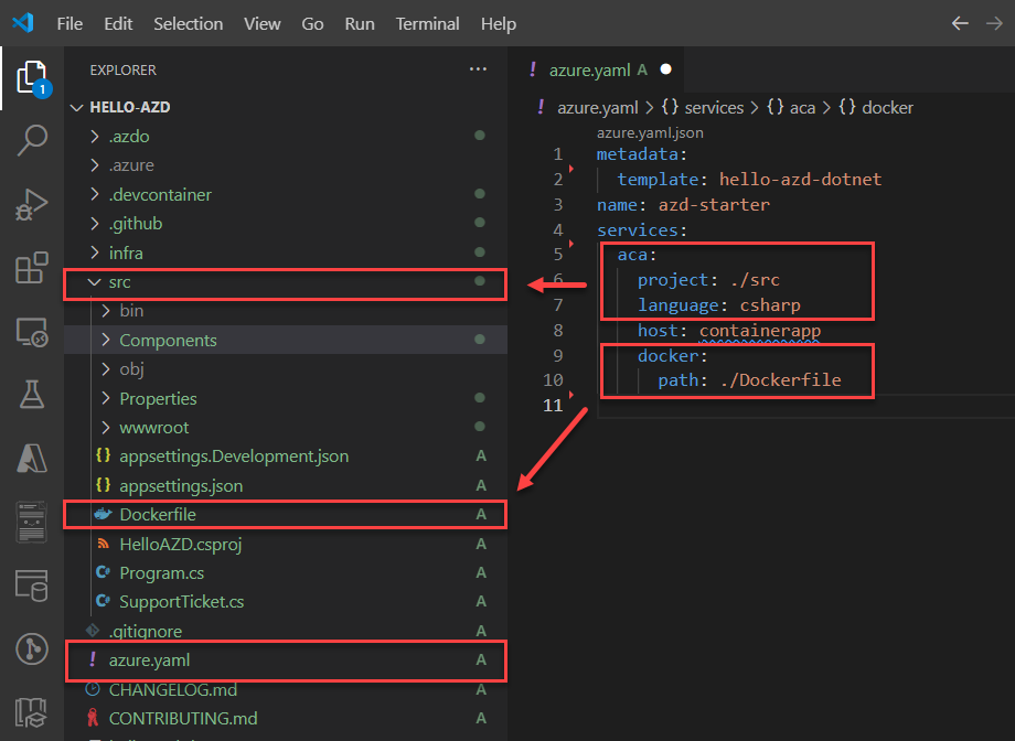Captura de pantalla que muestra la fase de empaquetado de azd up.