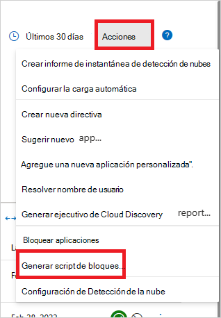 Generar script de bloque.