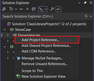 Agregar menú contextual de referencia en Visual Studio