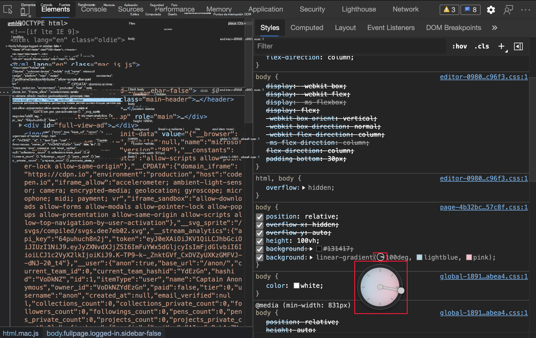 Vista previa de ángulo