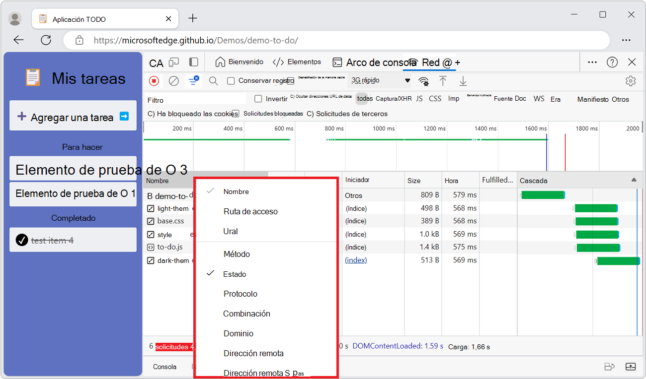 Adición de una columna a la tabla Requests