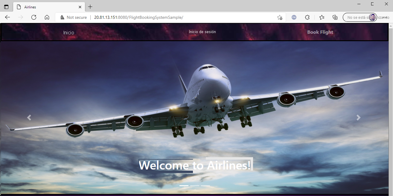 Captura de pantalla que muestra la aplicación en ejecución.