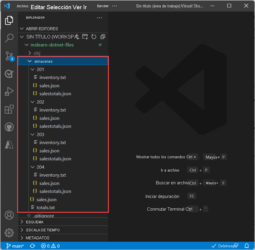 Captura de pantalla de la ventana Explorador que muestra la estructura de carpetas del proyecto.