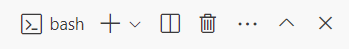 Captura de pantalla de la ventana de terminal de Visual Studio Code, con la opción bash que se muestra.