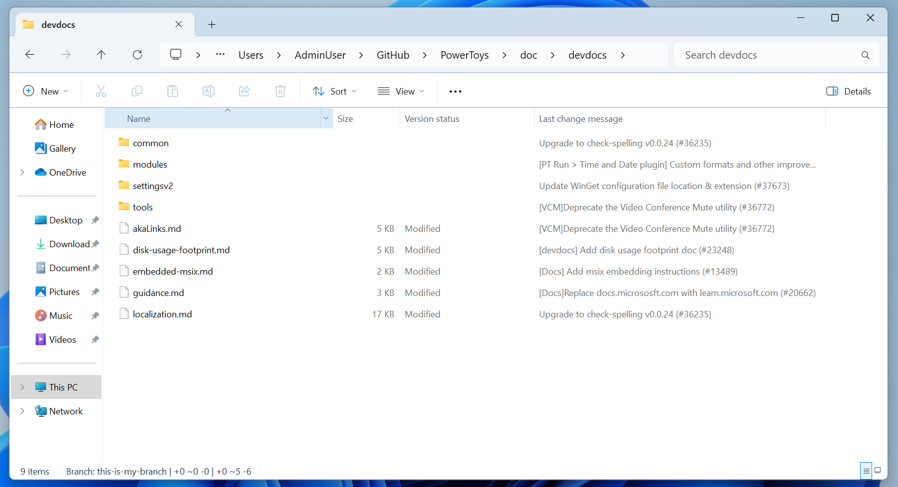 Integración del control de versiones del Explorador de archivos