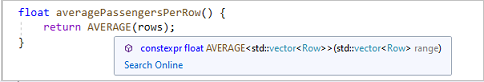 constexpr function call Screenshot of a constexpr function call.