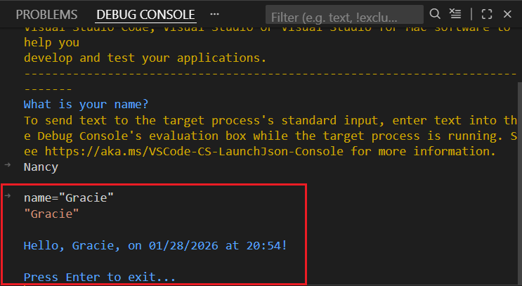 affichant les valeurs entrées