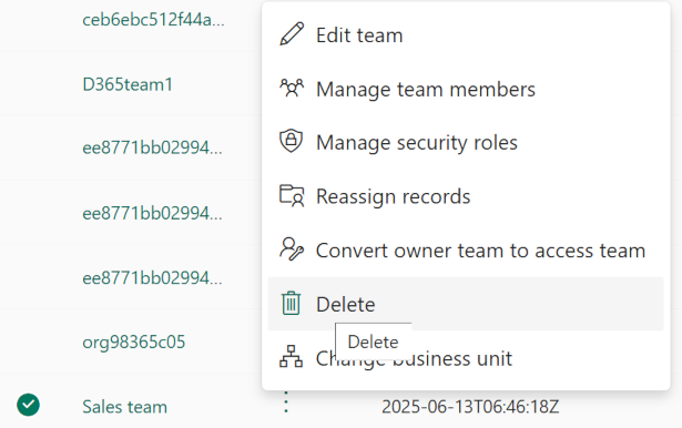 Screenshot dell'eliminazione di un team.