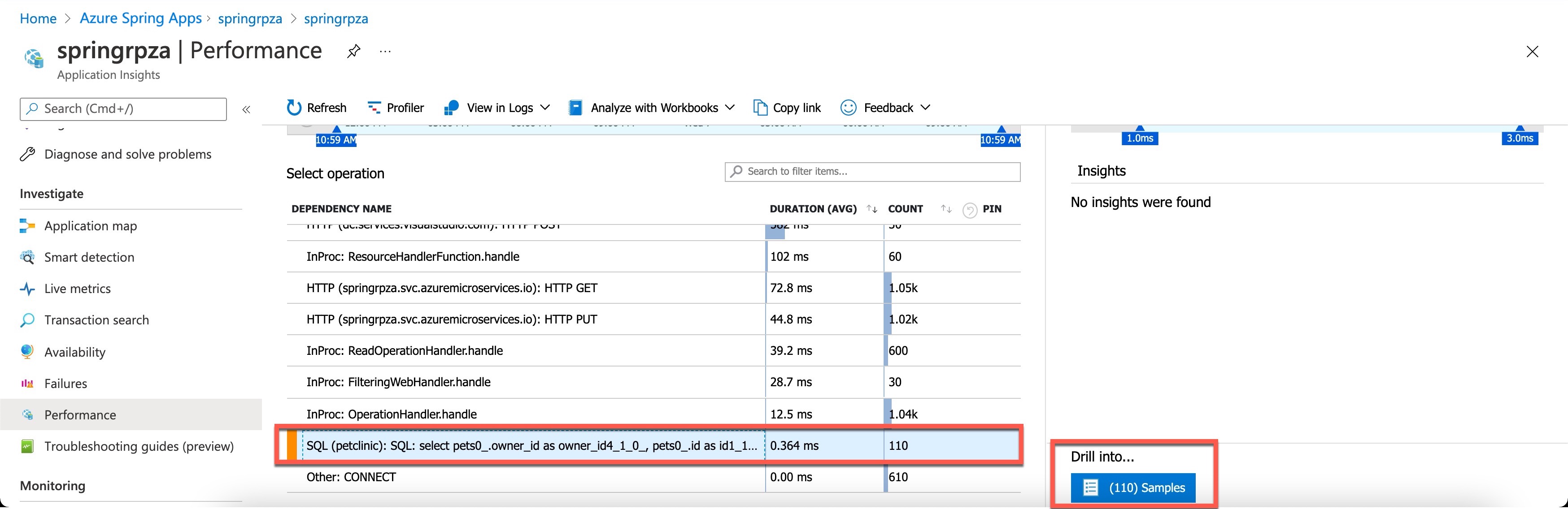 Screenshot che mostra la transazione SQL.