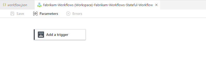 空のワークフローを含むデザイナーを示すスクリーンショット。