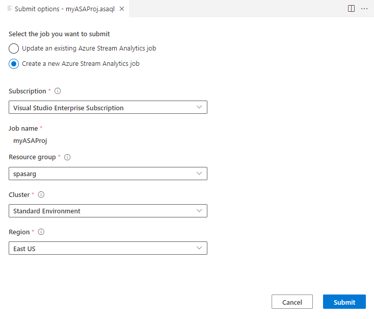 送信オプションのスクリーンショット。