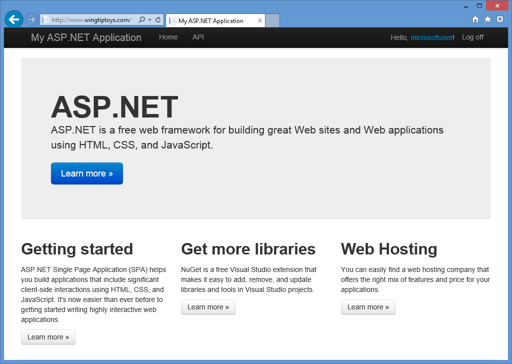 既定の Microsoft ホーム ページの画像