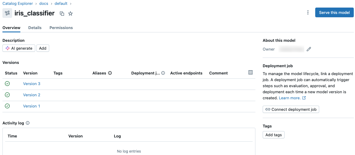 モデルの詳細ページ