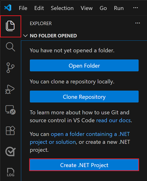 コマンド パレットの [.NET: 新しいプロジェクト] コマンド