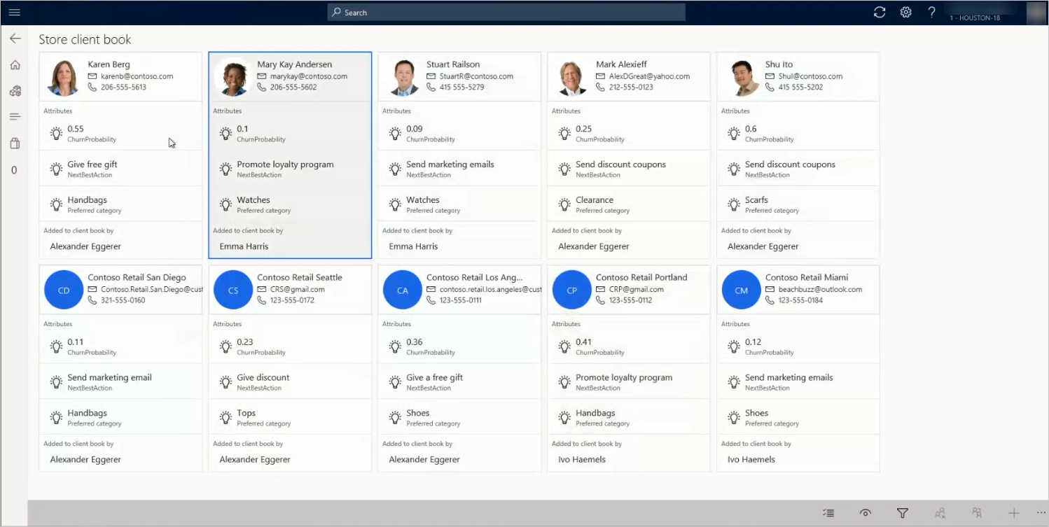 POSシステムにおけるクライアントブックの例のスクリーンショット。