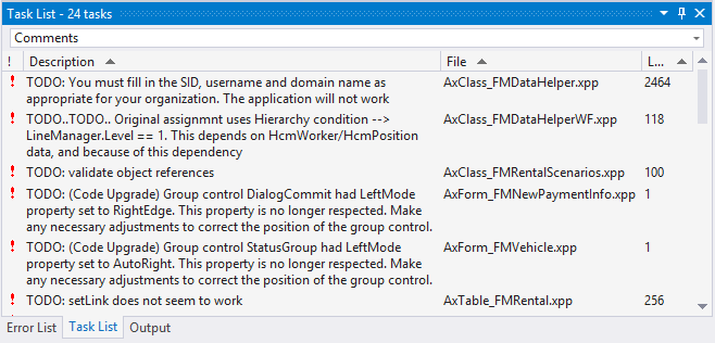 [タスク] リストのスクリーンショット。