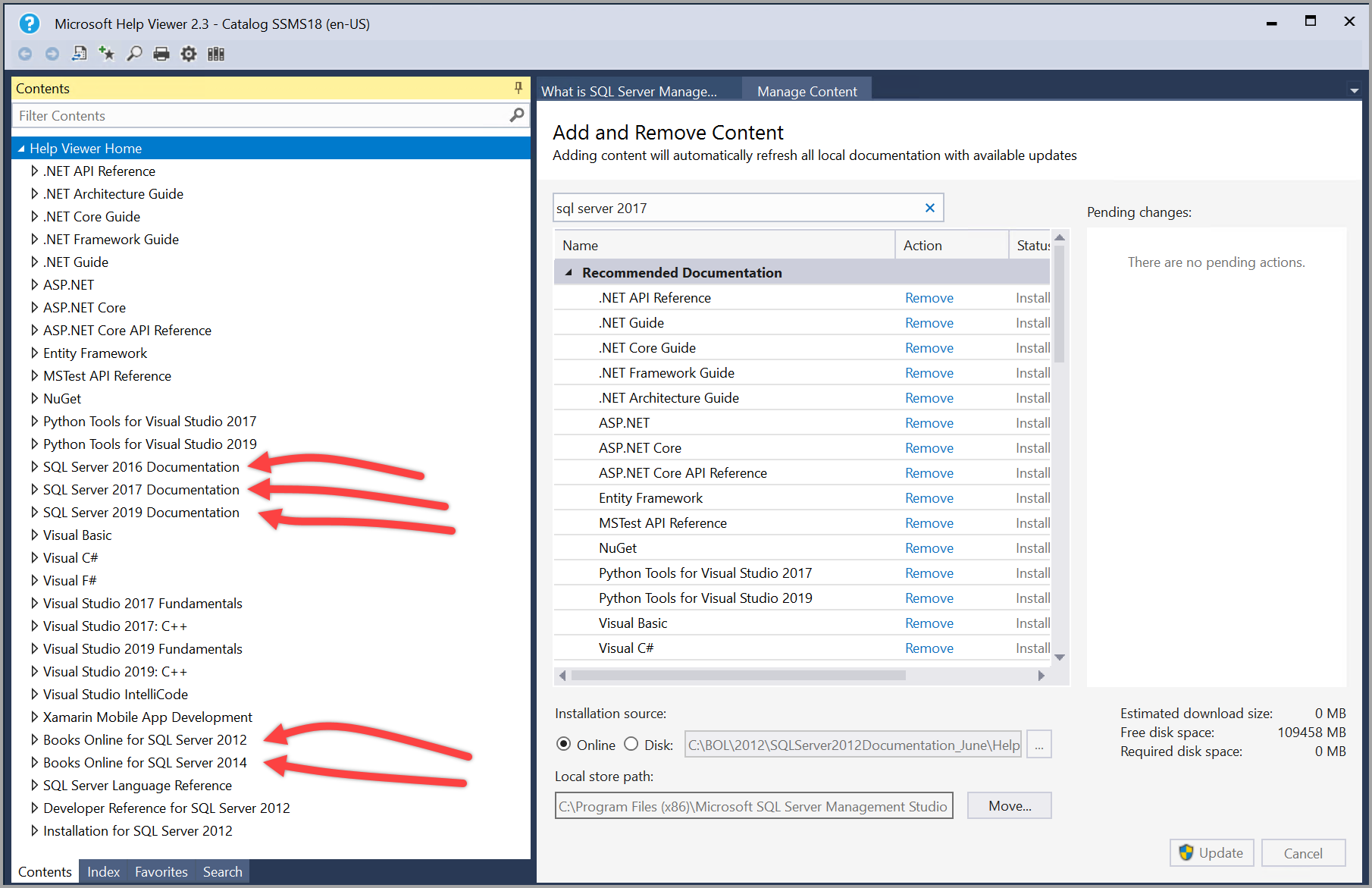 コンテンツを表示するヘルプ ビューアー