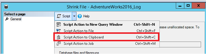 クリップボードへのスクリプトのスクリーンショット。