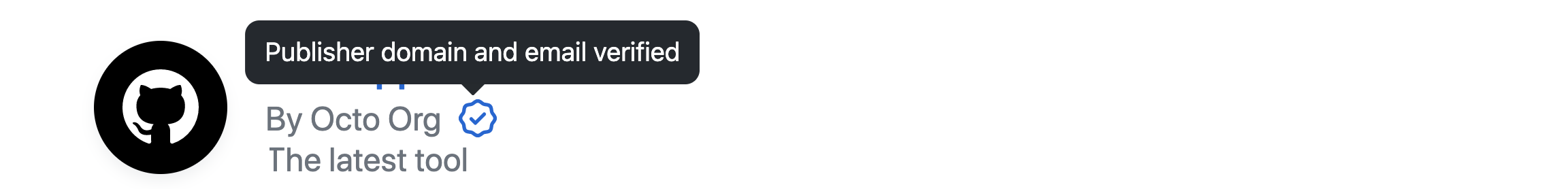 GitHub アプリの検証済みバッジの画像。