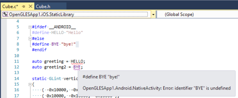 iOS がアクティブなプロジェクトとして選択されています。