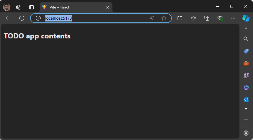 ブラウザーで実行されているアプリを示すスクリーンショット。
