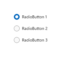 ラジオ ボタンが 1 つ選択されている RadioButtons グループの例