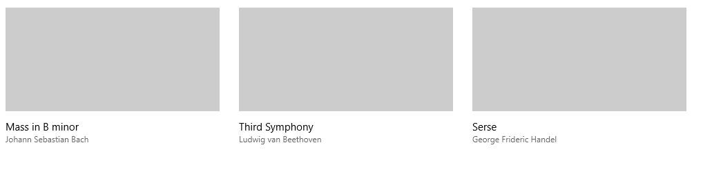 四角形の画像とテキストグリッドビューの例