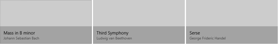 画像とテキストオーバーレイのグリッドビューの例