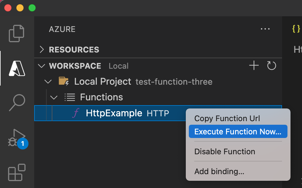 Voer nu functie uit vanuit Visual Studio Code