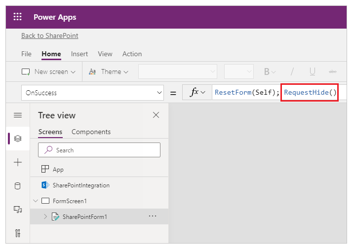 RequestHide voorbeeld.