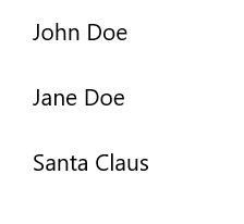 Schermopname van een eenvoudige lijstweergave met de eigenschap ItemsBron ingesteld.