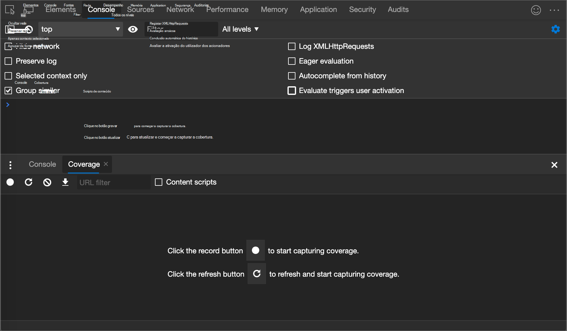 A ferramenta Cobertura