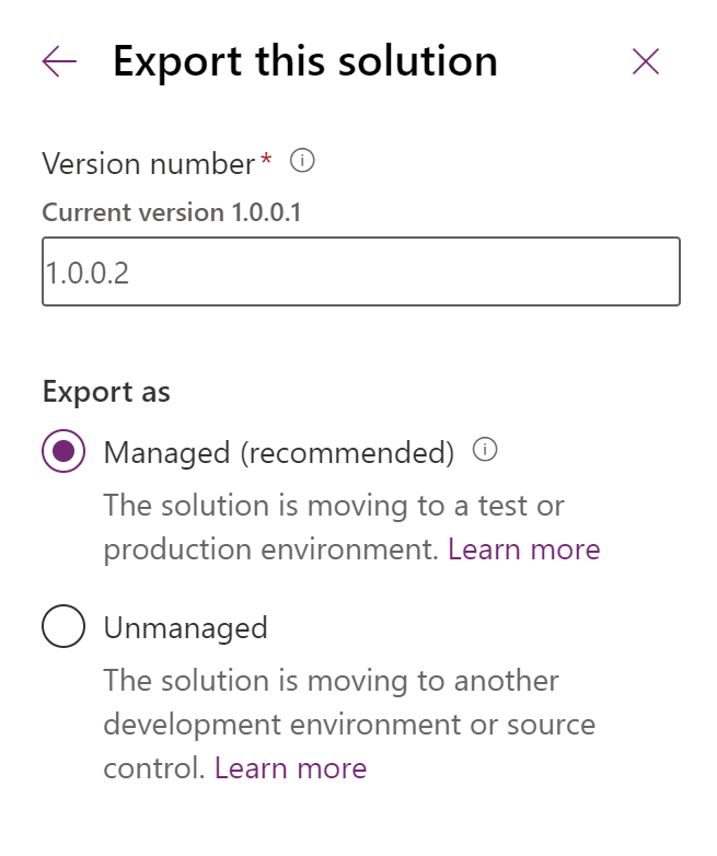 Exporte a solução.