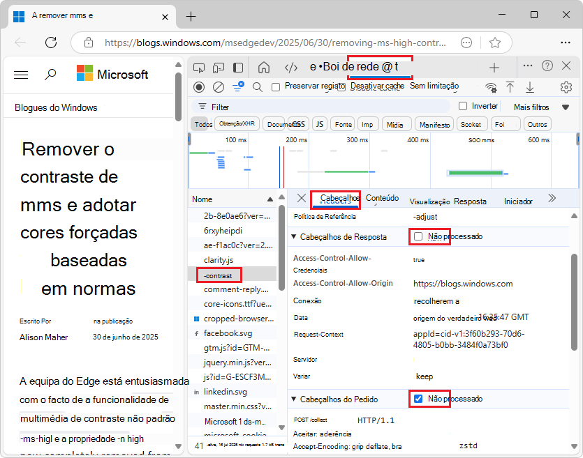 Separador Cabeçalhos > Ver origem