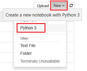 Skärmbild från en Jupyter-anteckningsbok med ny Python 3-markering.