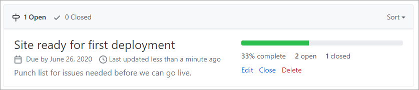 Skärmbild av en GitHub-projekttavla.